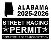 !!New!! 2025-2026 Alabama “Street Racing Permit” Decal •ATTENTION NOT LEGAL PERMIT• FREE SHIPPING Holographic Stickers