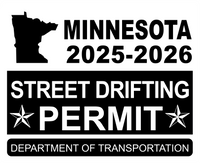 !!New!! 2025-2026 Minnesota “Street Drifting Permit” Decal •ATTENTION NOT LEGAL PERMIT• FREE SHIPPING Holographic Stickers