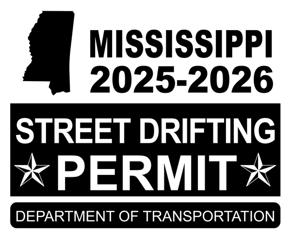 !!New!! 2025-2026 Mississippi “Street Drifting Permit” Decal •ATTENTION NOT LEGAL PERMIT• FREE SHIPPING Holographic Stickers