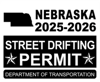 !!New!! 2025-2026 Nebraska “Street Drifting Permit” Decal •ATTENTION NOT LEGAL PERMIT• FREE SHIPPING Holographic Stickers