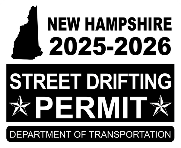 !!New!! 2025-2026 New Hampshire “Street Drifting Permit” Decal •ATTENTION NOT LEGAL PERMIT• FREE SHIPPING Holographic Stickers