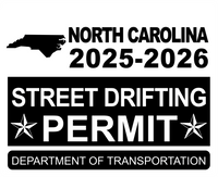 !!New!! 2025-2026 North Carolina “Street Drifting Permit” Decal •ATTENTION NOT LEGAL PERMIT• FREE SHIPPING Holographic Stickers