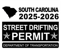 !!New!! 2025-2026 South Carolina “Street Drifting Permit” Decal •ATTENTION NOT LEGAL PERMIT• FREE SHIPPING Holographic Stickers