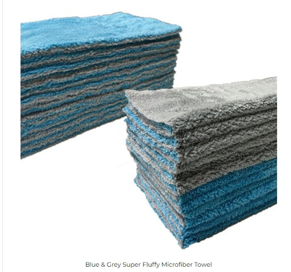 Edgeless Dual-Faced Microfiber Buffing Towel Blue / Grey