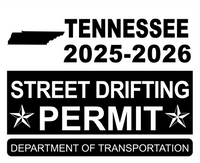 !!New!! 2025-2026 Tennessee “Street Drifting Permit” Decal •ATTENTION NOT LEGAL PERMIT• FREE SHIPPING Holographic Stickers