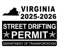 !!New!! 2025-2026 Virginia “Street Drifting Permit” Decal •ATTENTION NOT LEGAL PERMIT• FREE SHIPPING Holographic Stickers