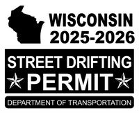 !!New!! 2025-2026 Wisconsin “Street Drifting Permit” Decal •ATTENTION NOT LEGAL PERMIT• FREE SHIPPING Holographic Stickers