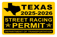 !!New!! 2025-2026 Texas “Street Racing Permit” Decal •ATTENTION NOT LEGAL PERMIT• FREE SHIPPING Holographic Stickers