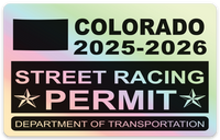 !!New!! 2025-2026 Colorado “Street Racing Permit” Decal •ATTENTION NOT LEGAL PERMIT• FREE SHIPPING Holographic Stickers